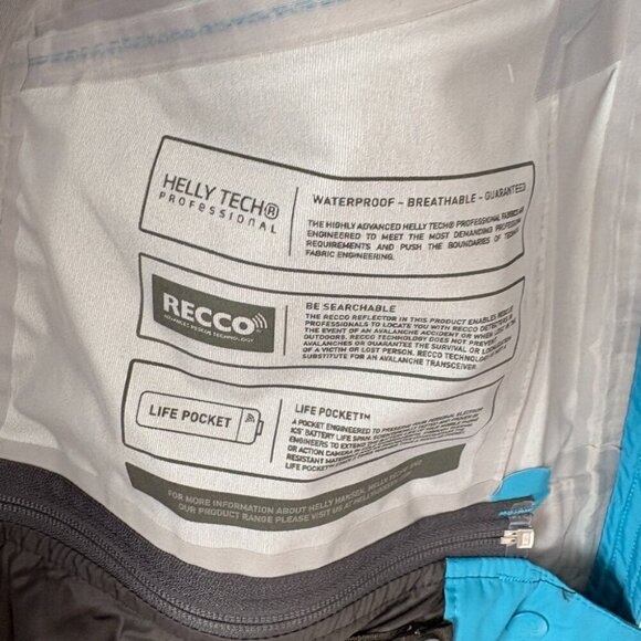 Helly Hansen Kvitegga Shell Ski Snowboard Jacket Blue Wave Size Medium - Picture 7 of 10